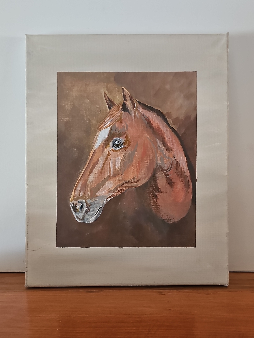 Brown and Cream Equestrian Canvas Portrait